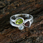 Multi Stone Trilogy Moroccan 925 Silver multicolor Gemstone Minimal Fairytale Ring Jewelry