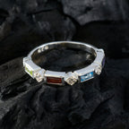 Multi Stone quarter Turkish 925 Sterling Silver multicolor Gems Dainty Trendy Band Jewellery