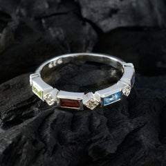 Multi Stone quarter Turkish 925 Sterling Silver multicolor Gems Dainty Trendy Band Jewellery