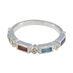 Multi Stone quarter Turkish 925 Sterling Silver multicolor Gems Dainty Trendy Band Jewellery