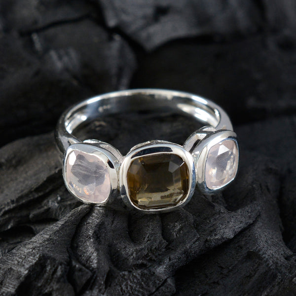 Multi Stone Trilogy German 92.5 Silver multicolor Gemstones Slim Modern Ring Jewellery