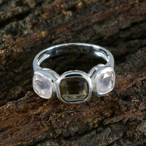 Multi Stone Trilogy German 92.5 Silver multicolor Gemstones Slim Modern Ring Jewellery
