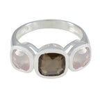 Multi Stone Trilogy German 92.5 Silver multicolor Gemstones Slim Modern Ring Jewellery