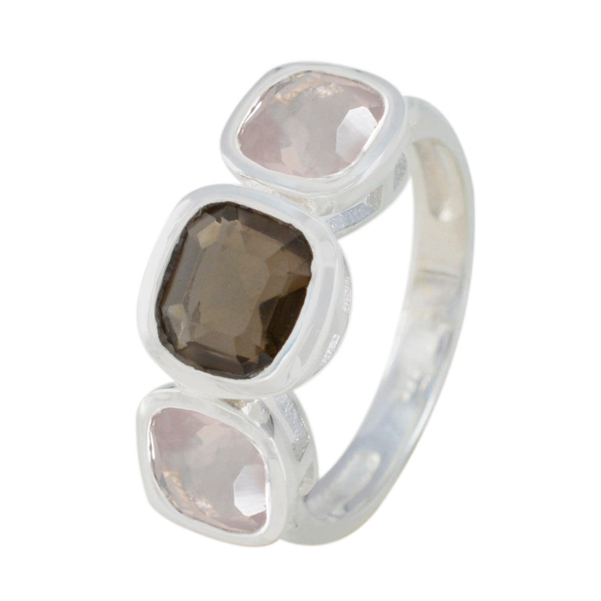 Multi Stone Trilogy Duits 92,5 zilver veelkleurige edelstenen slanke moderne ring sieraden Secundaire afbeelding