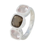 Multi Stone Trilogy German 92.5 Silver multicolor Gemstones Slim Modern Ring Jewellery