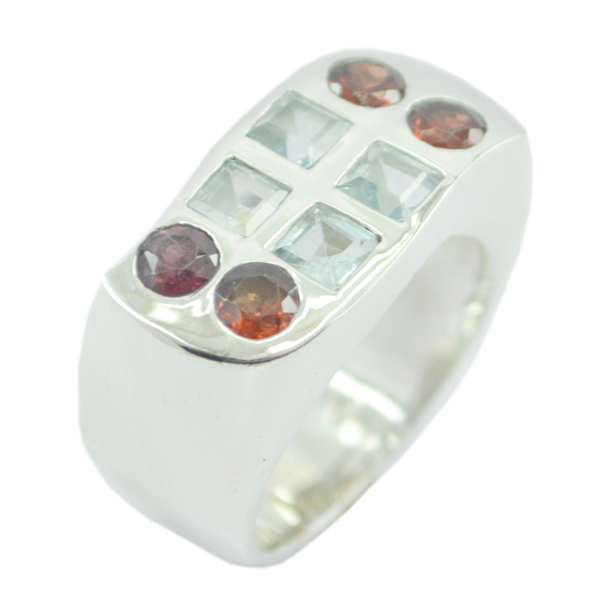 Multi Stone octa Spanish 925 Sterling Silver multicolor Gemstones Chunky Cocktail Ring Jewelry Main image