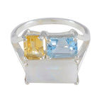 Multi Stone Trilogy German 92.5 Silver multicolor Gemstone Classic Trendy Ring Jewelry