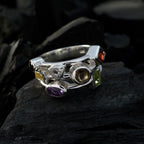 Multi Stone multiple Russian Sterling Silver multicolor Gemstones Versatile Cocktail Ring Jewellery