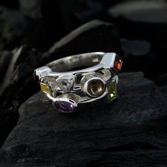 Multi Stone multiple Russian Sterling Silver multicolor Gemstones Versatile Cocktail Ring Jewellery