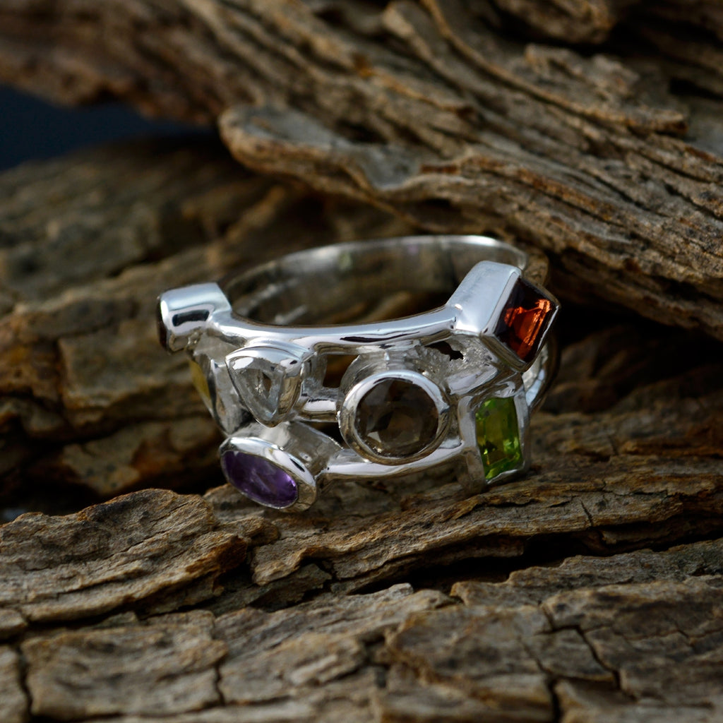 Multi Stone multiple Russian Sterling Silver multicolor Gemstones Versatile Cocktail Ring Jewellery