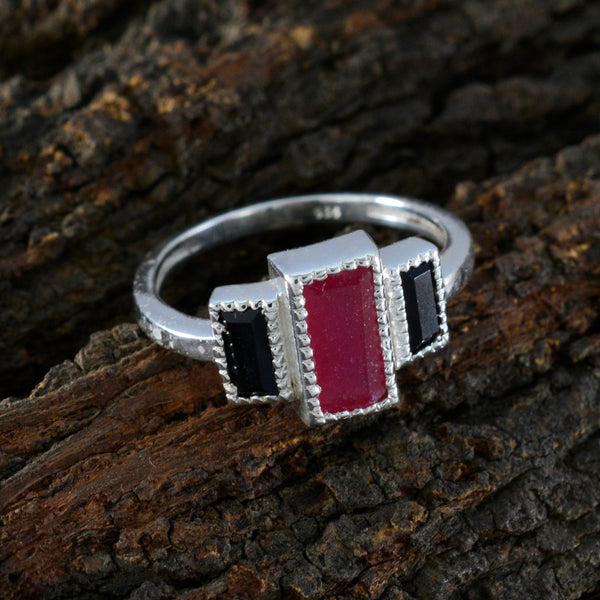 Multi Stone Trilogy German 92.5 Silver multicolor Gemstones Featherlight Boho Ring Jewelry