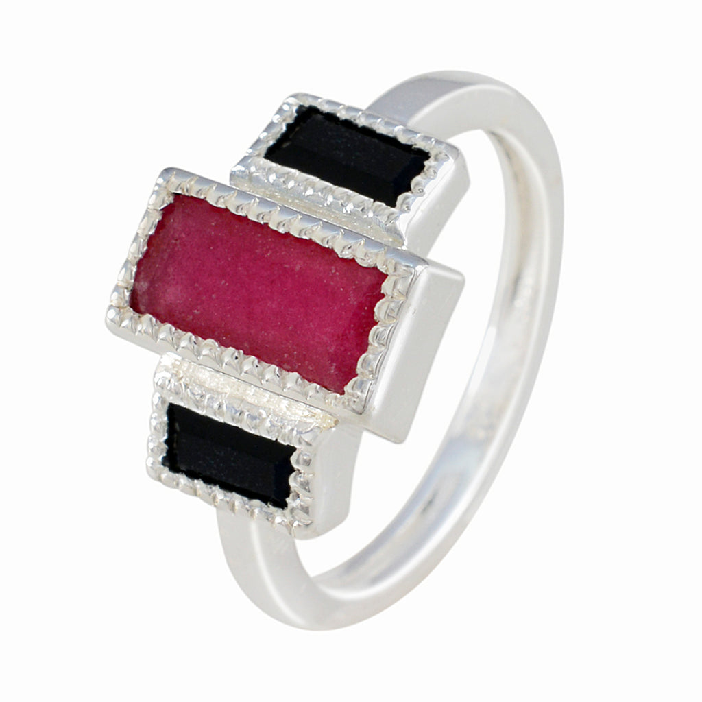 Multi Stone Trilogy German 92.5 Silver multicolor Gemstones Featherlight Boho Ring Jewelry