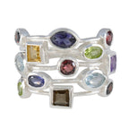 Multi Stone multiple Indian 92.5 Silver multicolor Gemstones Eye catching Cocktail Ring Jewelry