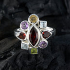 Multi Stone navratna French 925 Silver multicolor Gemstone Eye catching Cocktail Ring Jewelry