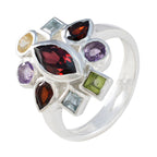 Multi Stone navratna French 925 Silver multicolor Gemstone Eye catching Cocktail Ring Jewelry
