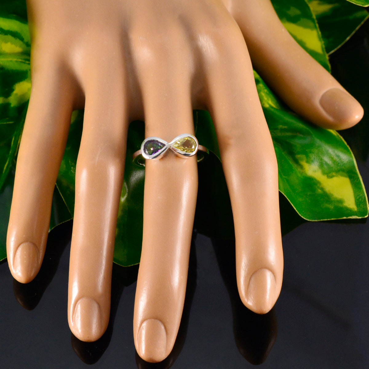 Multi Stone Toi et Moi Koreanischer 925 Silber mehrfarbige Edelsteine Zierlicher romantischer Ring Schmuck