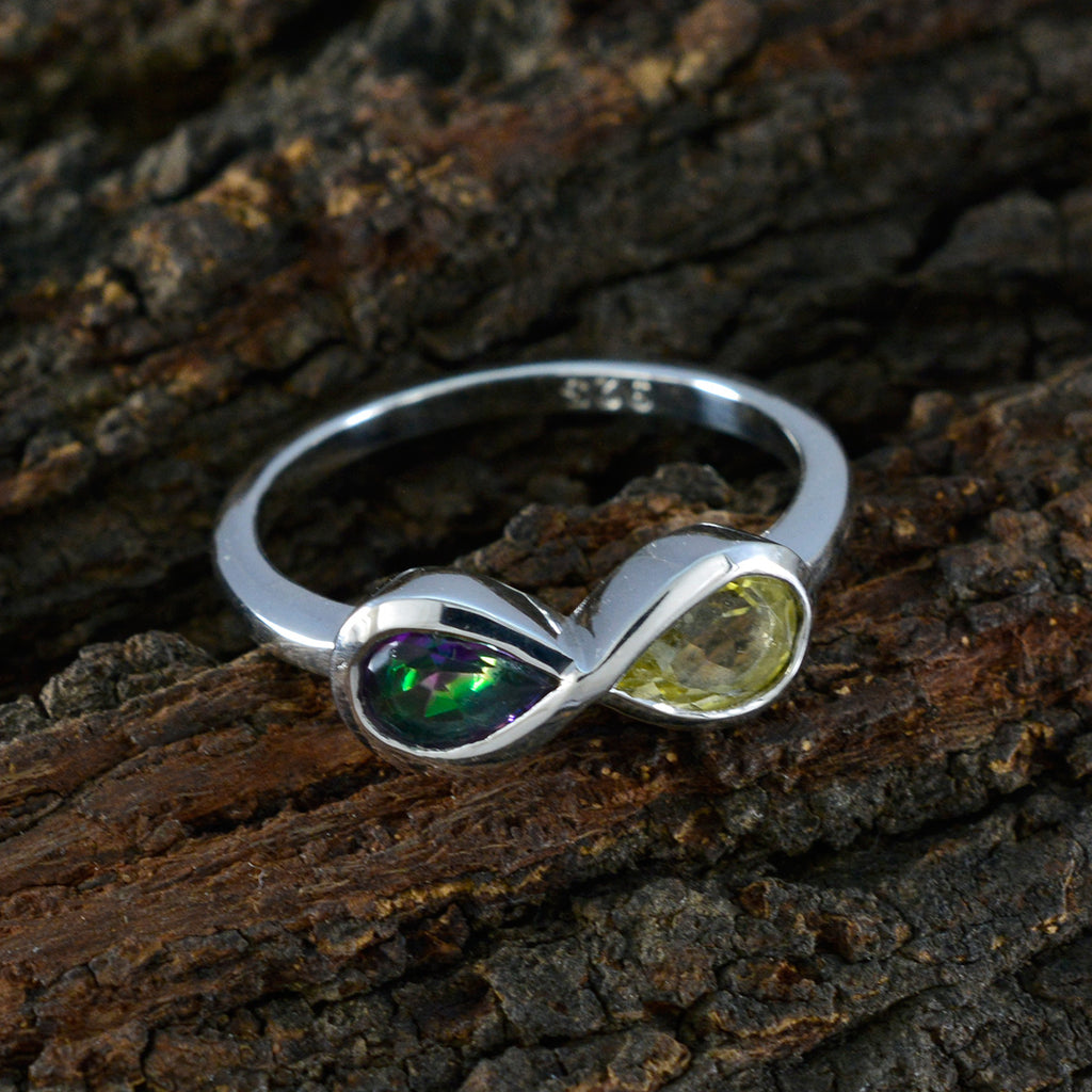 Multi Stone Toi et Moi Korean 925 Silver multicolor Gems Dainty Romantic Ring Jewellery