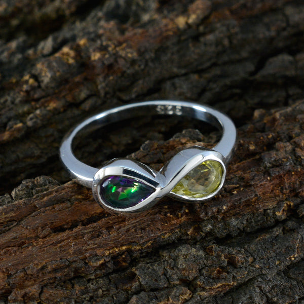 Multi Stone Toi et Moi Korean 925 Silver multicolor Gems Dainty Romantic Ring Jewellery