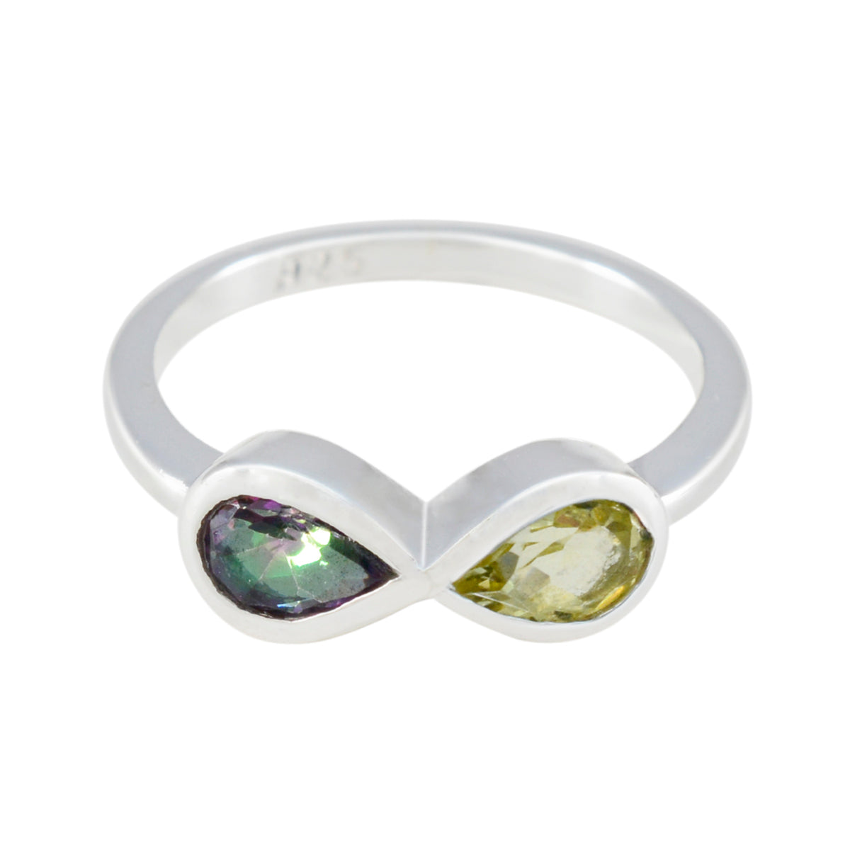 Multi Stone Toi et Moi Korean 925 Silver multicolor Gems Dainty Romantic Ring Jewellery