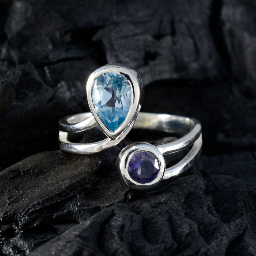 Multi Stone Toi et Moi Russian 925 Silver multicolor Gems Tiny Artisan Ring Jewellery