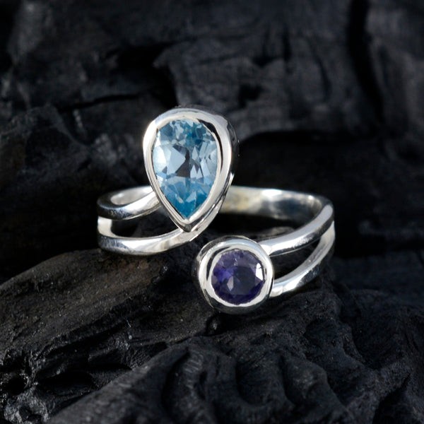 Multi Stone Toi et Moi Russian 925 Silver multicolor Gems Tiny Artisan Ring Jewellery