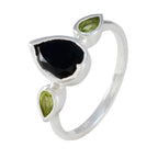 Multi Stone Trilogy Korean 925 Silver multicolor Gems Dainty Luxurious Ring Jewelry