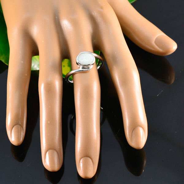 Created Opal Solitaire Moroccan 925 Silver White Gems Tiny Trendy Ring Jewellery