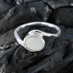 Kreierter Opal-Solitär, marokkanischer 925er Silber, weiße Edelsteine, winziger trendiger Ring