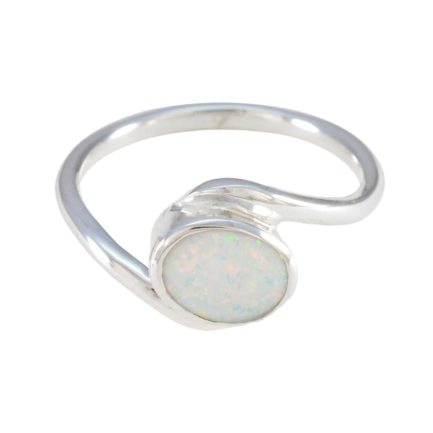 Created Opal Solitaire Moroccan 925 Silver White Gems Tiny Trendy Ring Jewellery