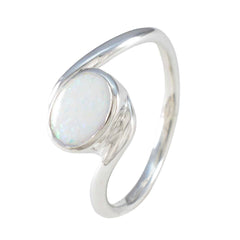 Created Opal Solitaire Moroccan 925 Silver White Gems Tiny Trendy Ring Jewellery