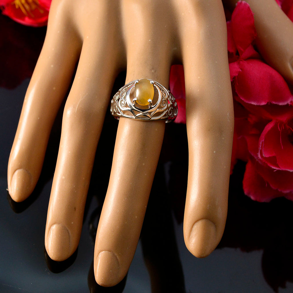 Opal Solitaire Spanish Silver Yellow Gems Featherlight Filigree Ring Jewellery