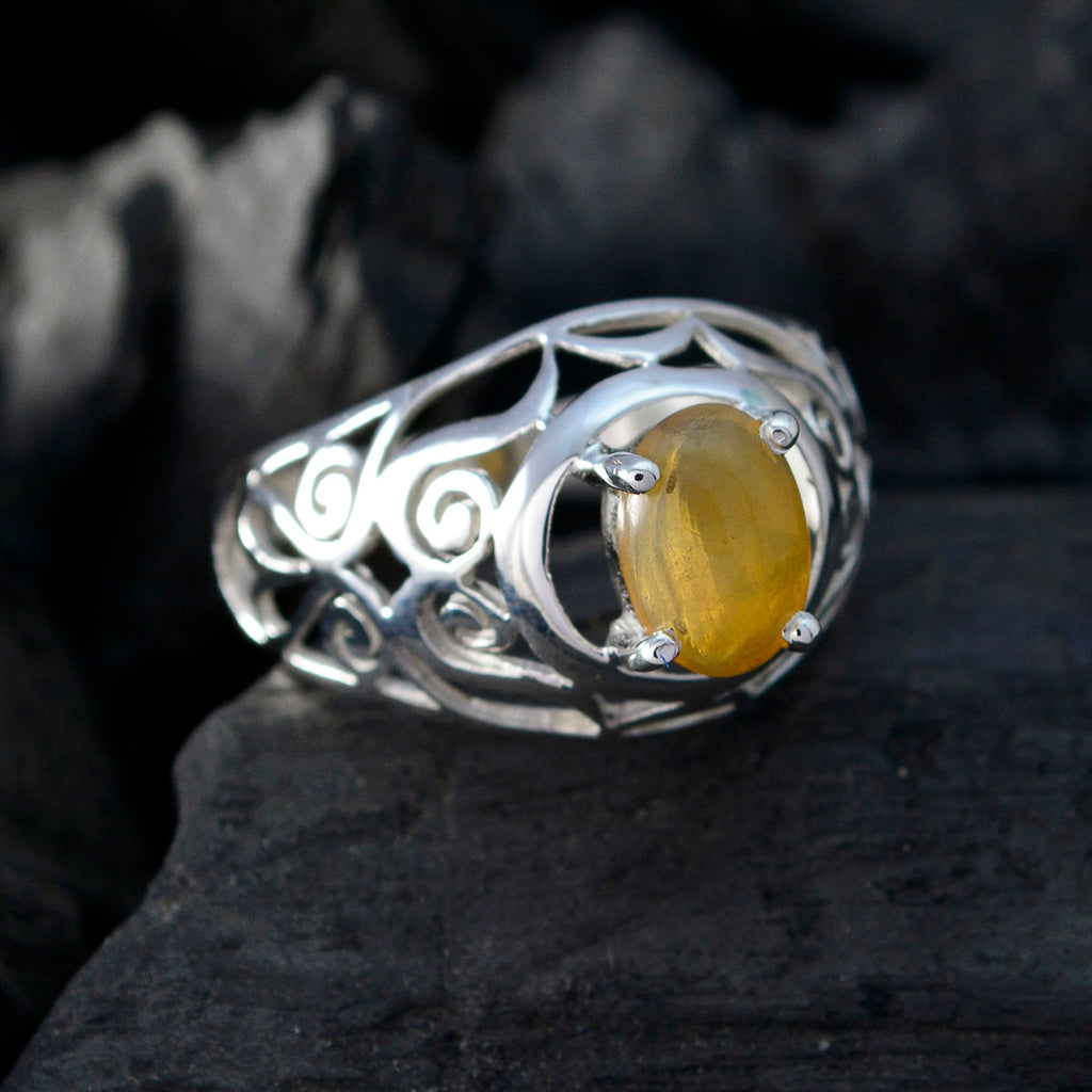 Opal Solitaire Spanish Silver Yellow Gems Featherlight Filigree Ring Jewellery