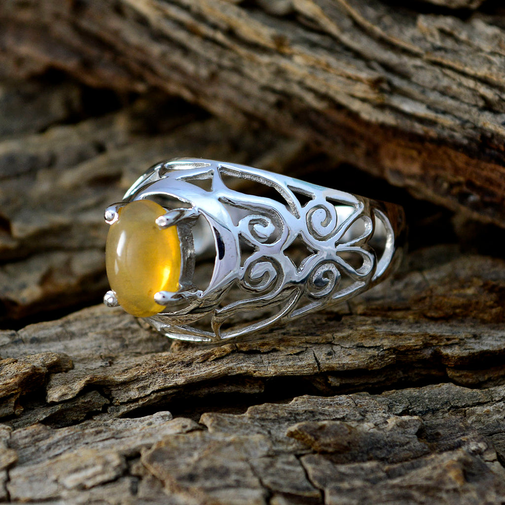 Opal Solitaire Spanish Silver Yellow Gems Featherlight Filigree Ring Jewellery