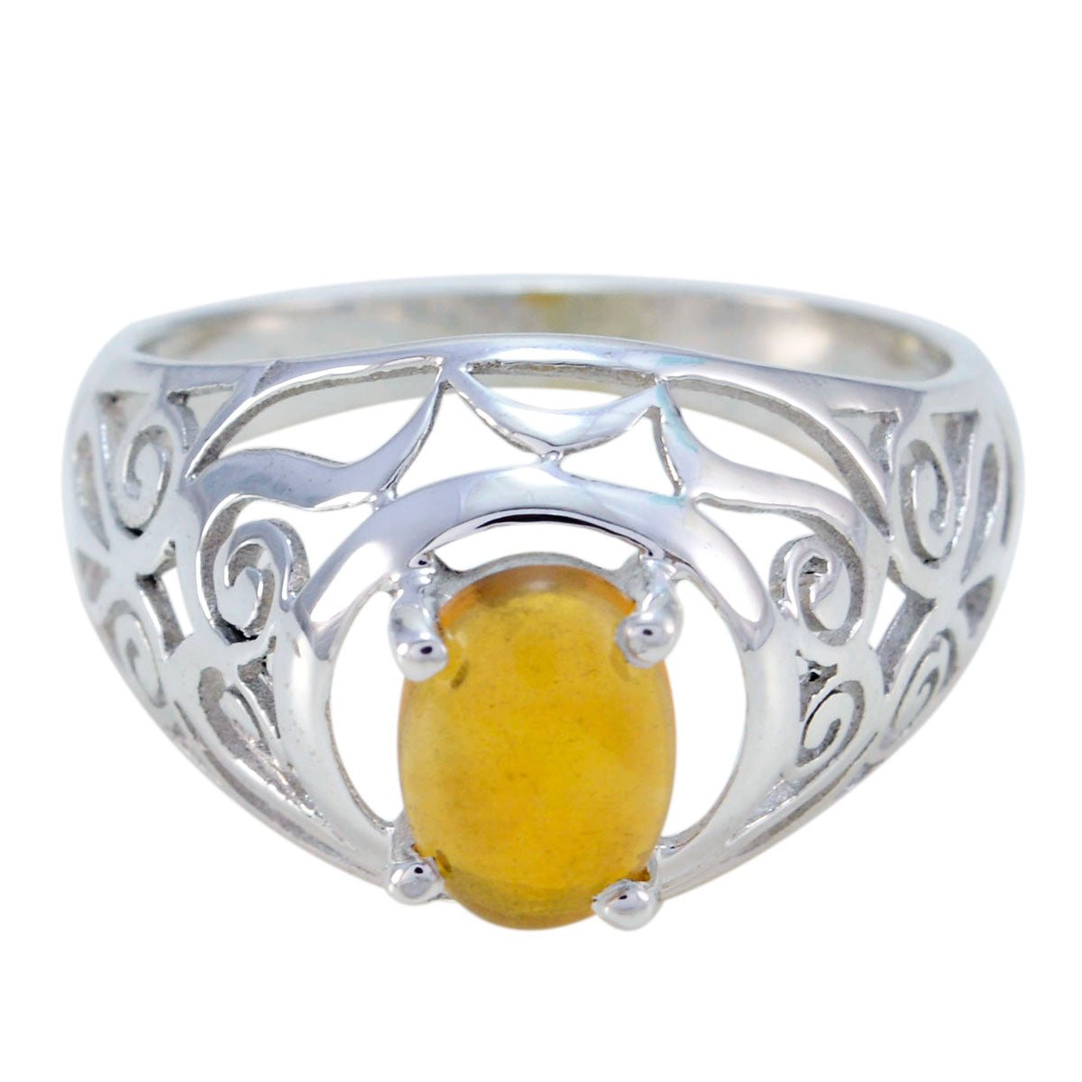 Opal Solitaire Spanish Silver Yellow Gems Featherlight Filigree Ring Jewellery