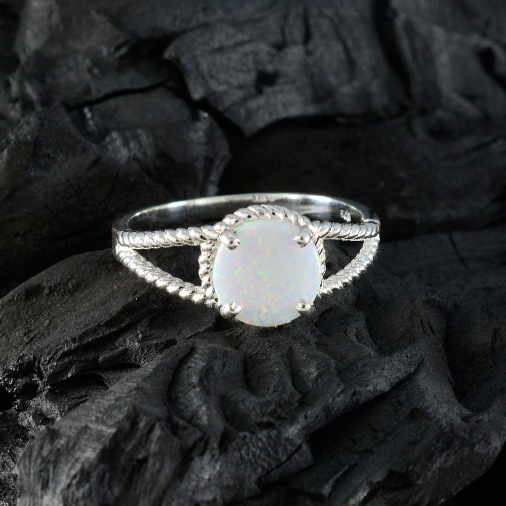Created Opal Solitaire African 92.5 Silver White Gemstone Featherlight Modern Ring Jewelry