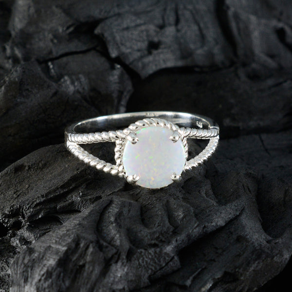 Created Opal Solitaire African 92.5 Silver White Gemstone Featherlight Modern Ring Jewelry