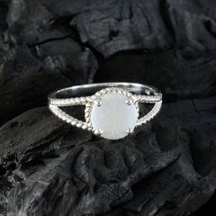 Created Opal Solitaire African 92.5 Silver White Gemstone Featherlight Modern Ring Jewelry