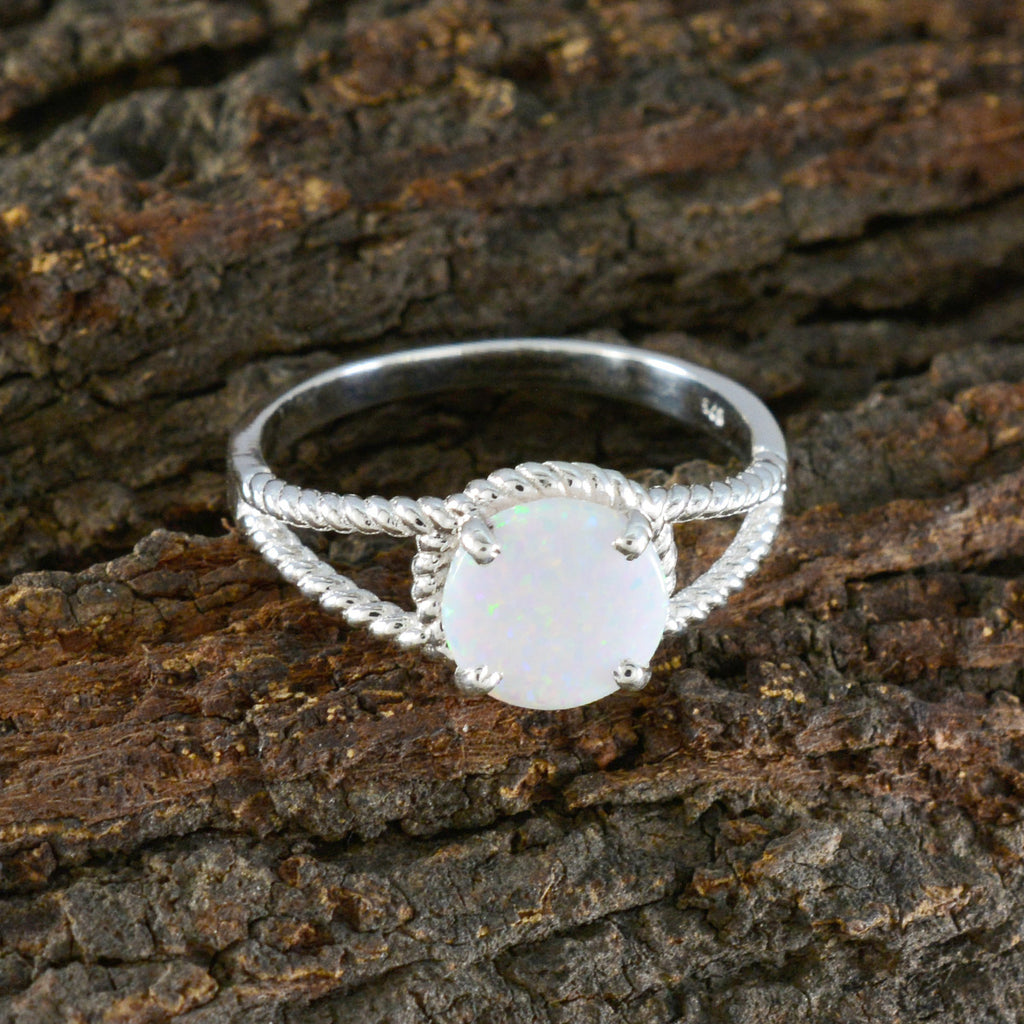 Created Opal Solitaire African 92.5 Silver White Gemstone Featherlight Modern Ring Jewelry