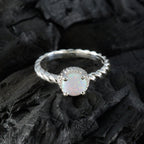 Created Opal Solitaire American 925 Silver White Gems Dainty Sophisticated Ring Jewellery