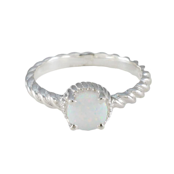 Created Opal Solitaire American 925 Silver White Gems Dainty Sophisticated Ring Jewellery