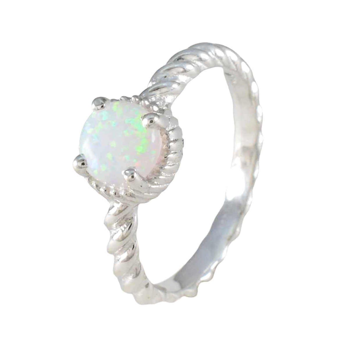 Künstlicher Opal-Solitär, amerikanischer 925er Silber, weiße Edelsteine, zierlicher, anspruchsvoller Ring Zweitbild