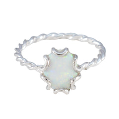 Created Opal Solitaire American 925 Silver White Gems Delicate Twist Ring Jewellery