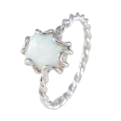 Created Opal Solitaire American 925 Silver White Gems Delicate Twist Ring Jewellery