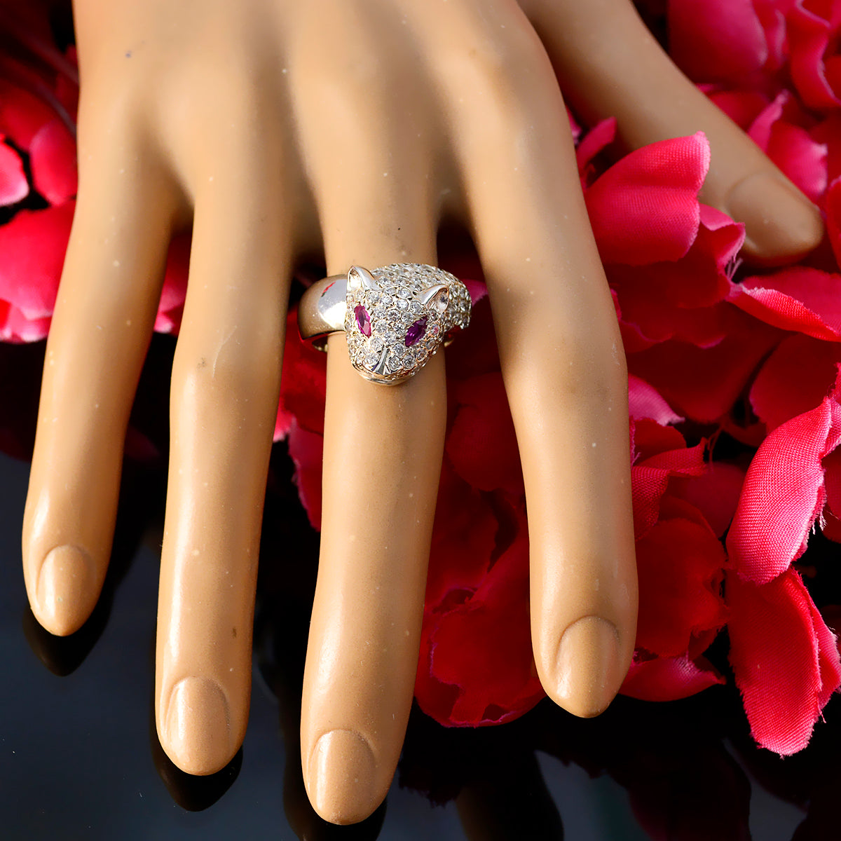 Pink CZ multiple American Sterling Silver Pink Gems Delicate Sophisticated Ring Jewellery