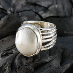 Pearl Solitaire French Sterling Silver White Gemstone Statement Armor Ring Jewelry