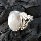 Pearl Solitaire Italian 925 Silver White Gems Statement Leafy Ring Jewellery