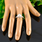 Pearl Solitaire German Silver White Gemstones Classic Luxurious Ring Jewellery