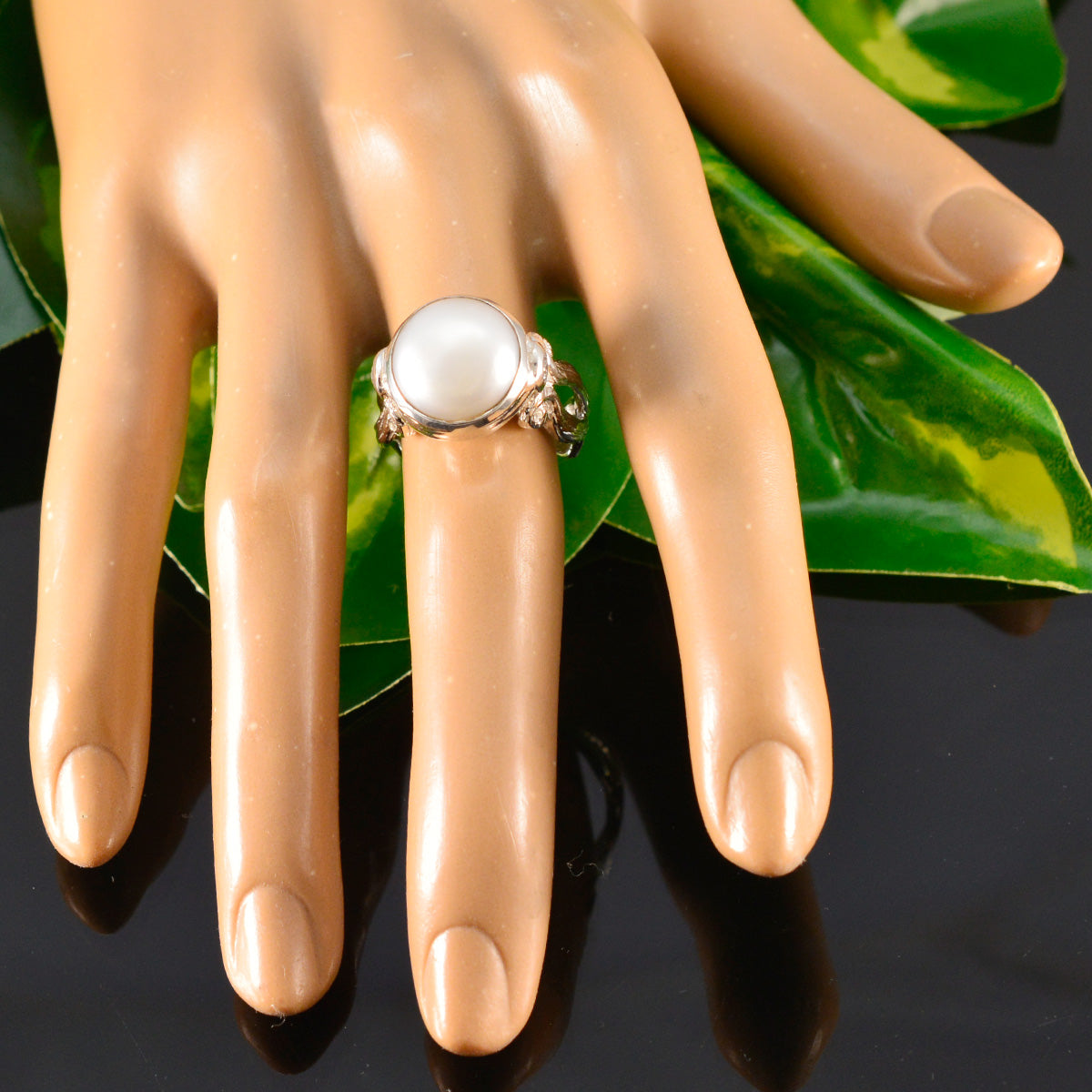 Pearl Solitaire Egyptian Sterling Silver White Gems Versatile Contemporary Ring Jewellery