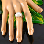 Pearl Solitaire Egyptian Sterling Silver White Gems Versatile Contemporary Ring Jewellery