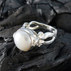 Pearl Solitaire Egyptian Sterling Silver White Gems Versatile Contemporary Ring Jewellery